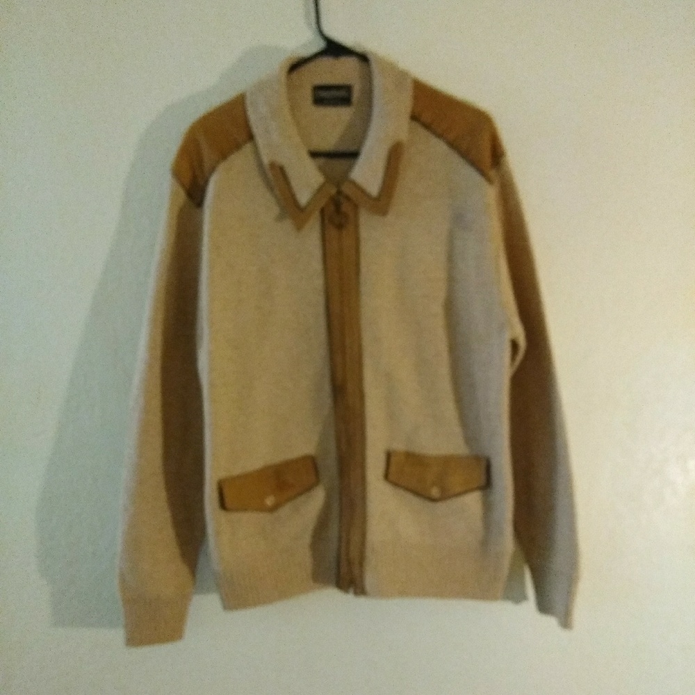 Vintage 50's Challenger Acrylic & Leather Cardigan
